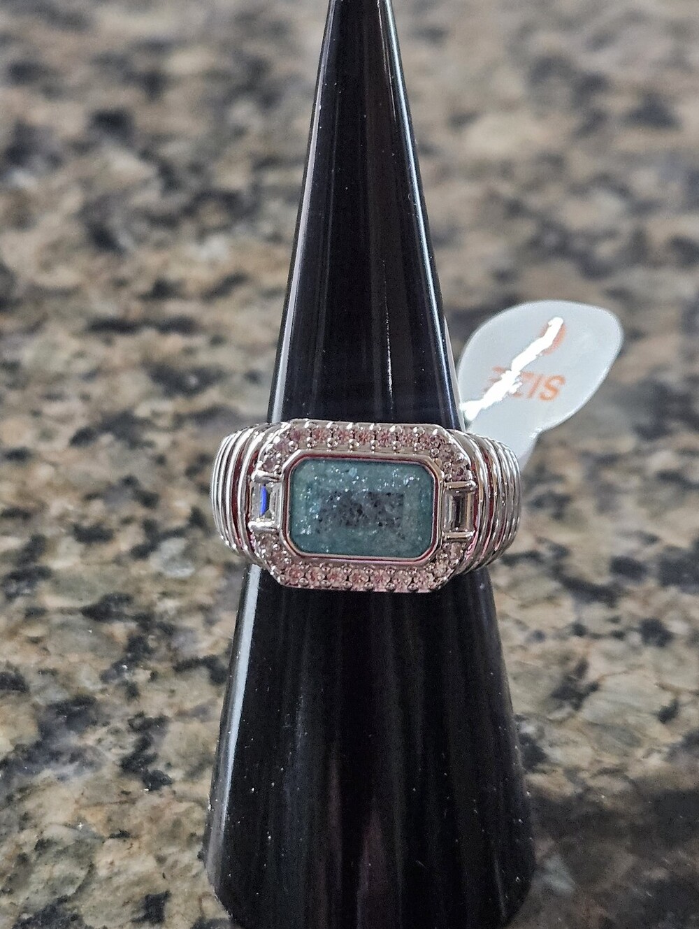 Bomb Party RG27585 "Pulsing Chakras" Blue Topaz Ice Crystal Sz 6